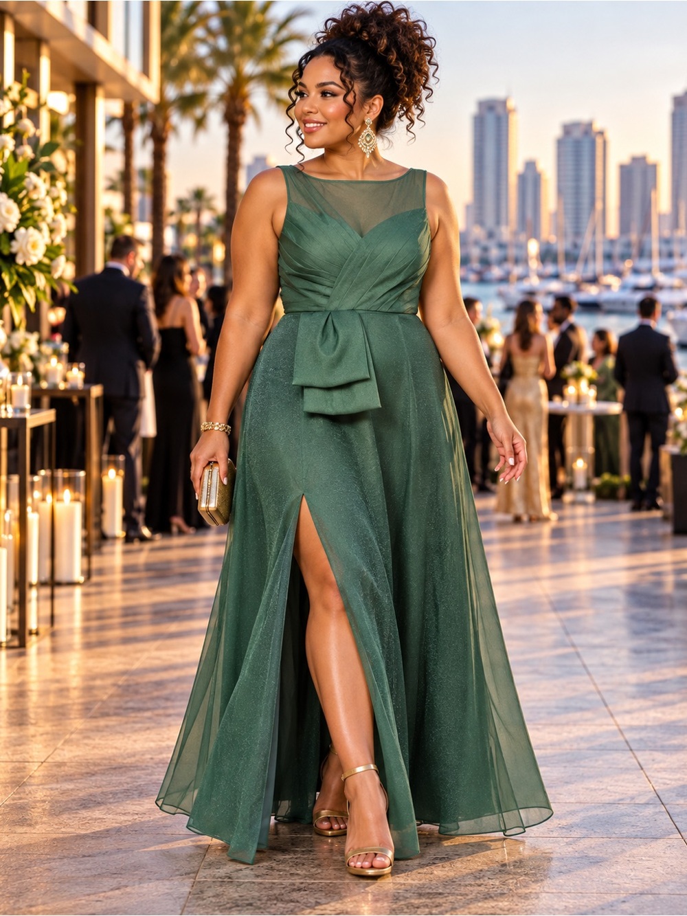 JS Collections NWT Carey Emerald Green Gala Gown Size 14 | Boat Neck Formal
